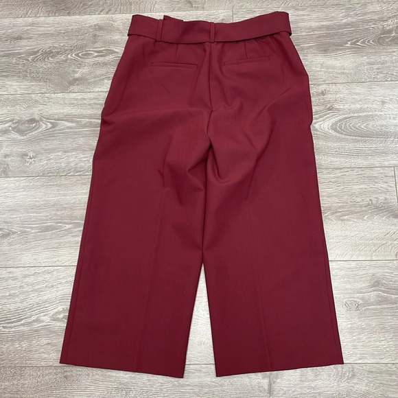 NWOT Talbots Belted Wide Leg Crop Pants Burgundy Wine SP - Picture 15 of 15